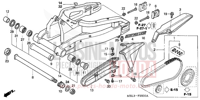 BRAS OSCILLANT von CBR1000RR "Fireblade" PEARL FADELESS WHITE (NH341KA) von 2007